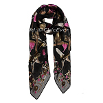 Seidentuch Ausbrenner, Damentuch Seide, 105x105cm, schwarz, braun, pink